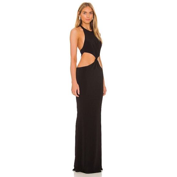 Retrofete Raven Dress Backless Twist Front Cutout Stretch Maxi Black NWT Size XL - Picture 6 of 12